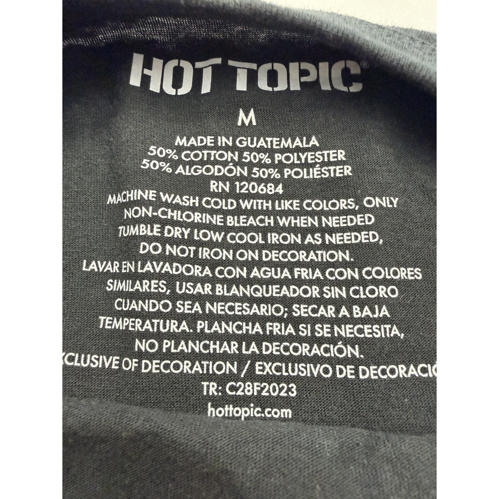 Hot Topic Shirt Juniors Medium Black Cross Skull Rhinestone Cropped Graphic Tee - Picture 4 of 6